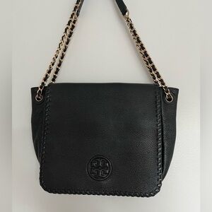 Tory Burch Bombe Flap Reva Shoulder Bag in Black